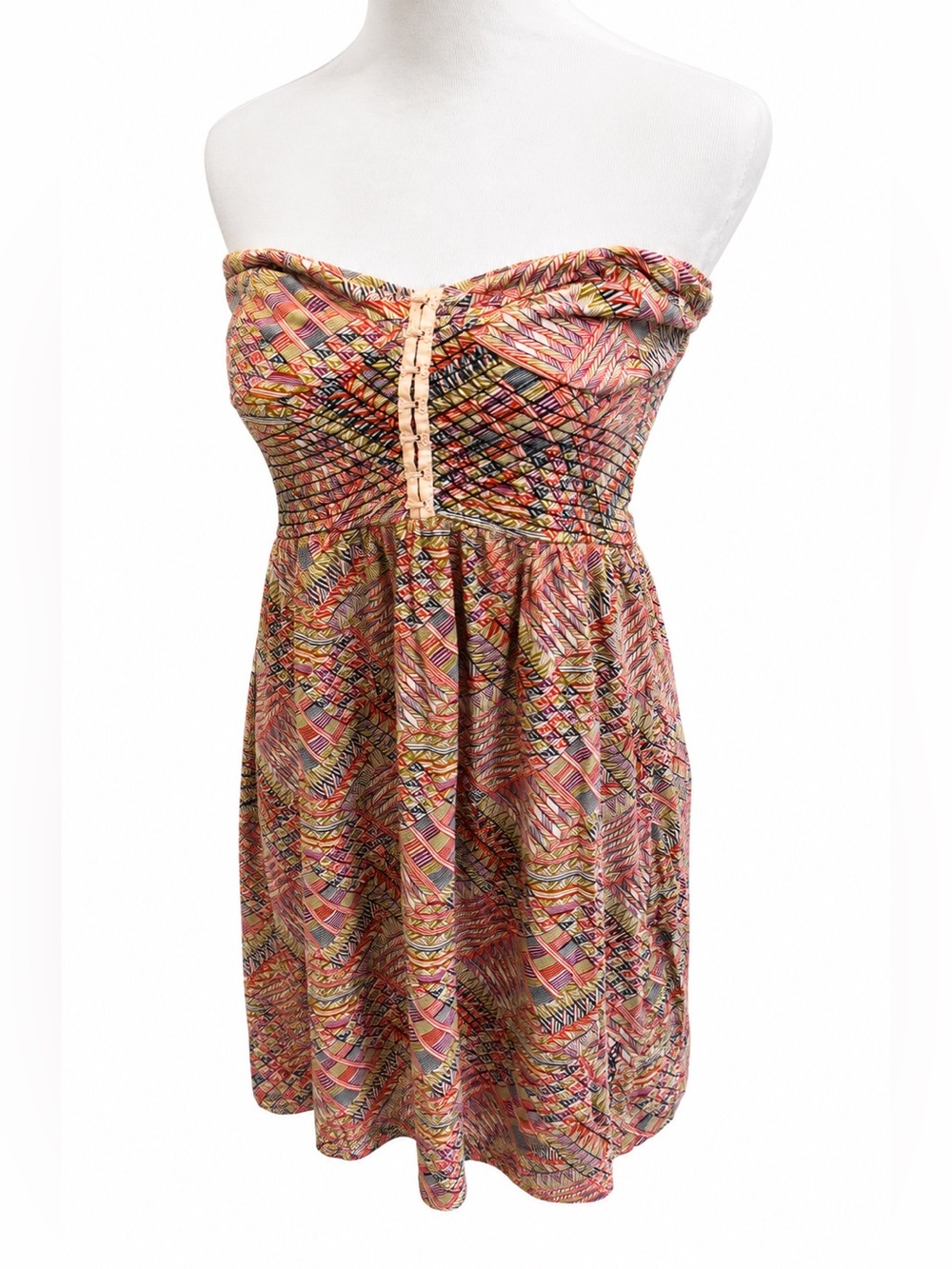 Billabong Strapless Pink Multicolor Printed Summer Dress